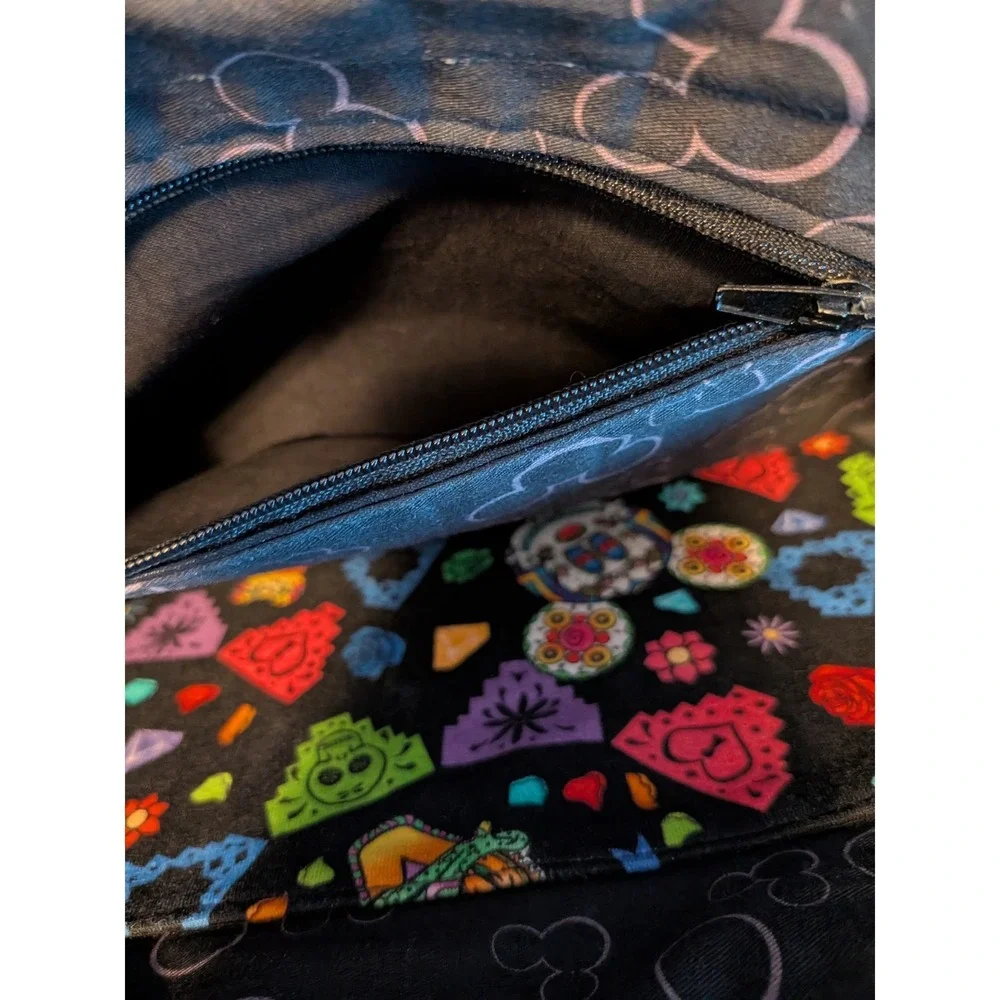 Disney Dia de los Muertos Sugar Skull Mickey Minnie Satchel Bag‎ Crossbody Black